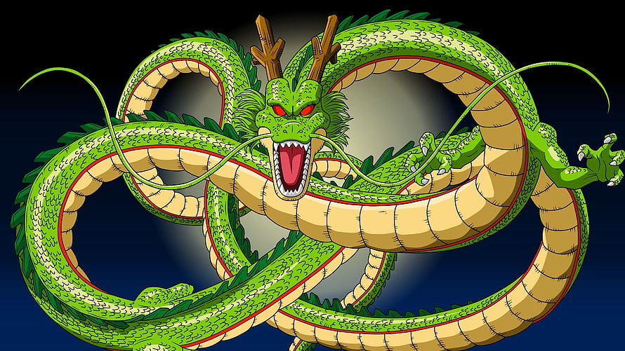 Shenron the Eternal Dragon from Dragon Ball in a Coiled Anime Illustration HD wallpaper