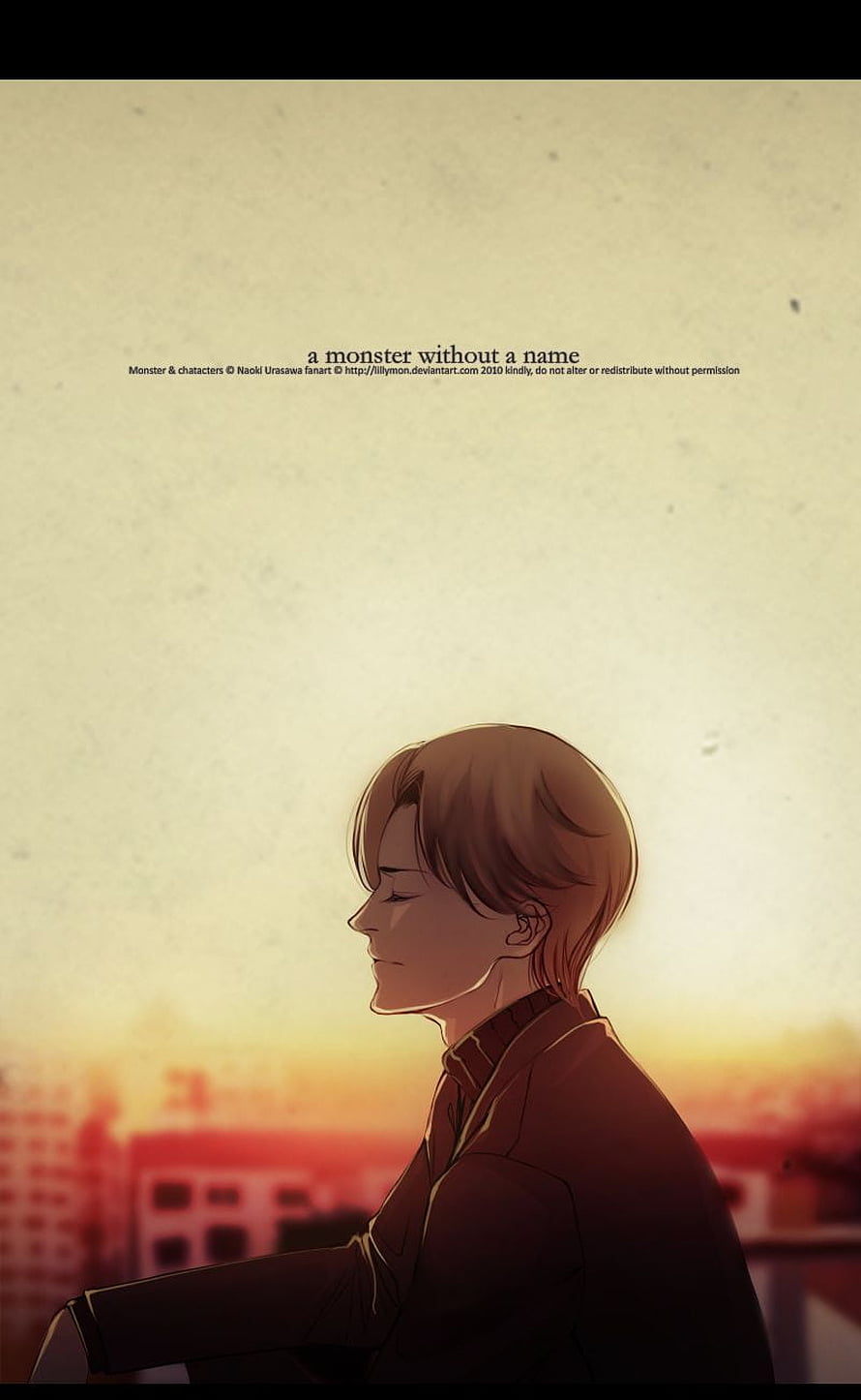 Johan Liebert Profile Silhouette Against Warm Sunset Sky in Monster Anime Style HD phone wallpaper
