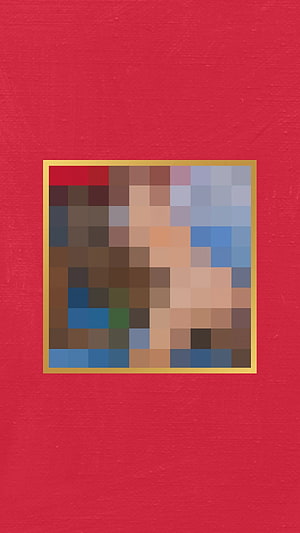 West Side Story Inspired Pixel Art Portrait in Gold Frame on Red Background HD phone wallpaper