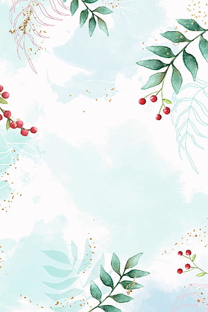Watercolor Christmas Floral Border with Red Berries and Mint Leaves HD phone wallpaper