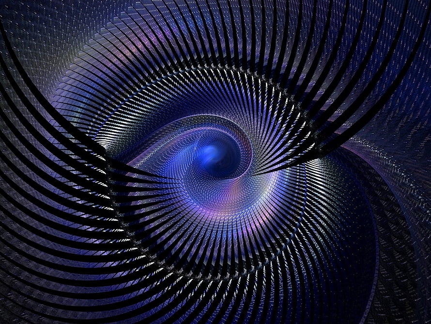 Hypnotic Spiral Vortex with Radiating Lines in Deep Blue and Purple Tones HD wallpaper