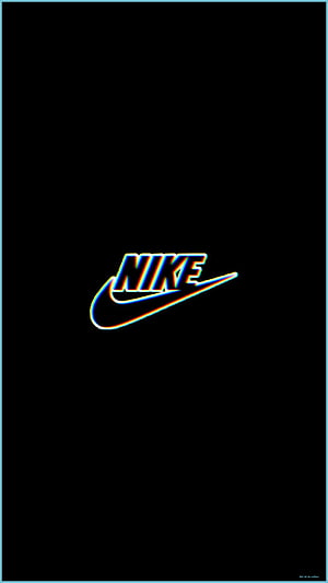 Nike Swoosh Logo with Neon Chromatic Aberration on Black Background HD phone wallpaper