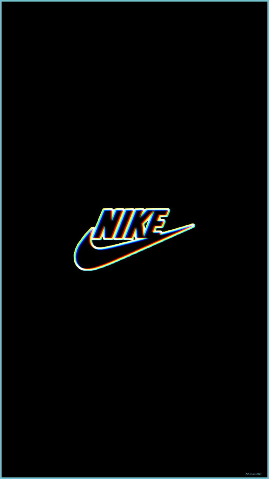 Nike Swoosh Logo with Neon Chromatic Aberration on Black Background HD phone wallpaper