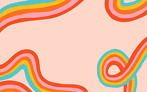 Retro Wavy Rainbow Lines on Soft Pink Background Abstract Art HD wallpaper
