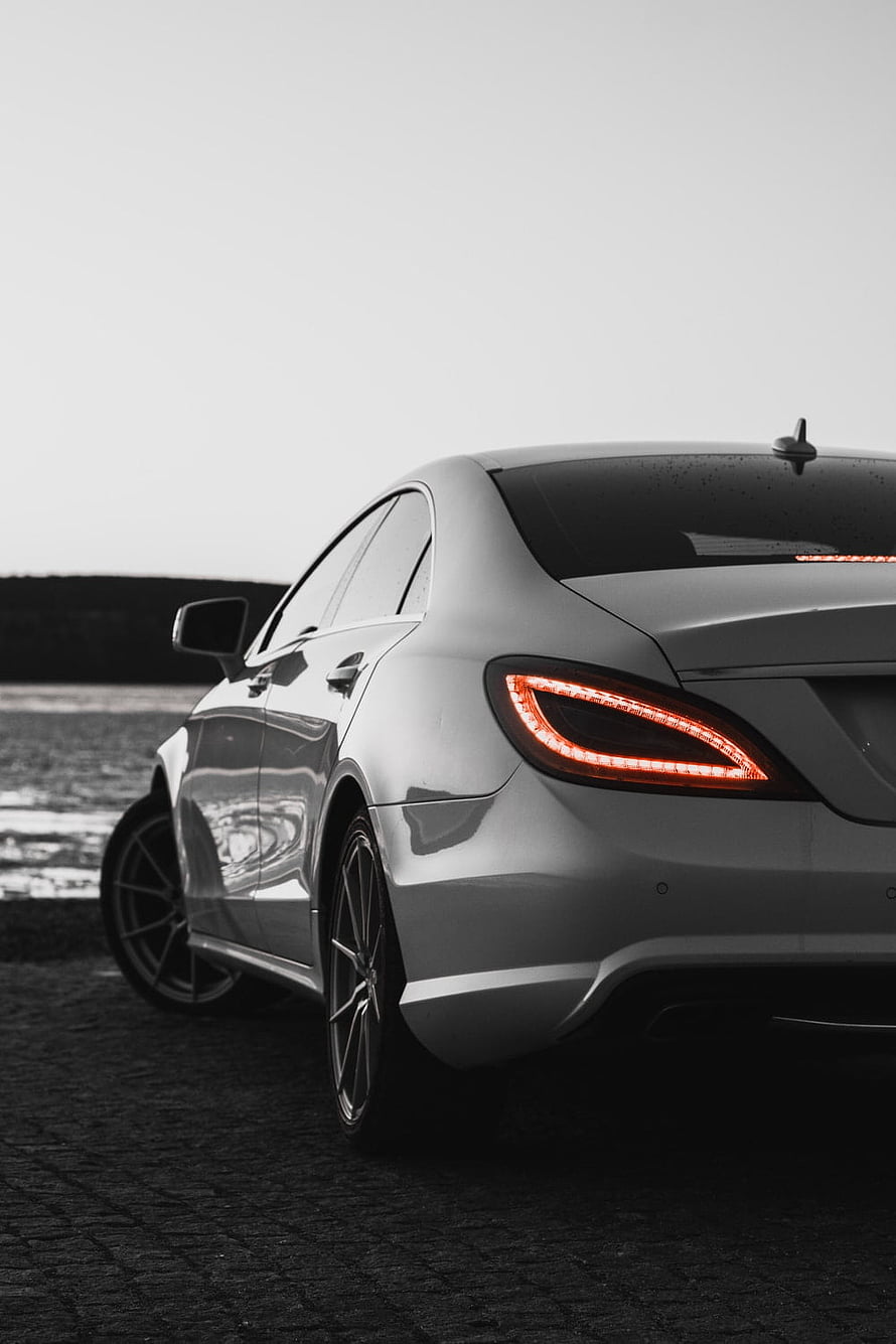 Mercedes-Benz CLS Rear Quarter View with Glowing LED Taillights HD phone wallpaper