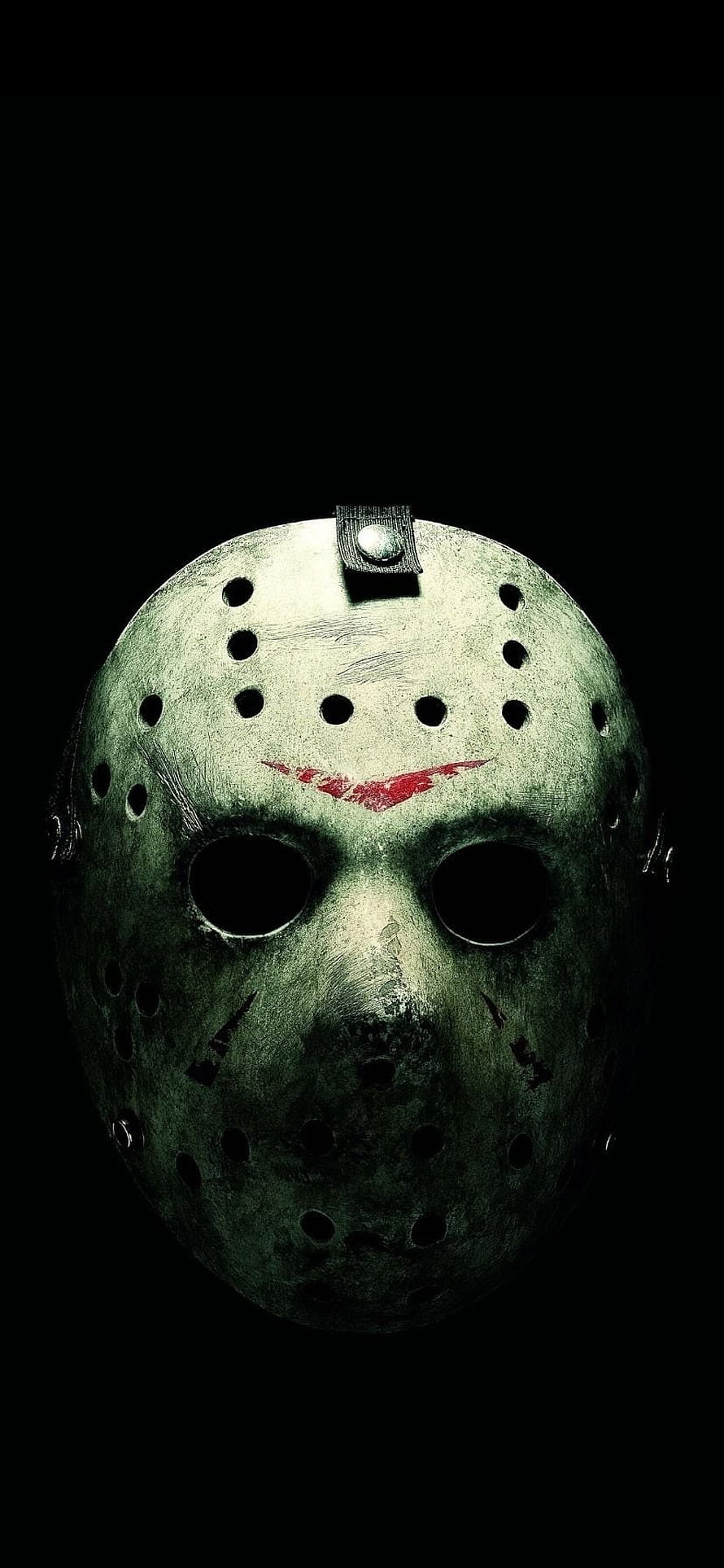 Jason Voorhees Hockey Mask with Red Mark on Black Background HD phone wallpaper