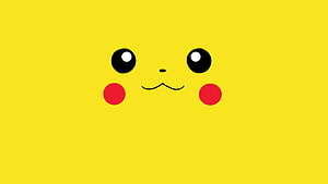 Minimalist Pikachu Face Illustration on Bright Yellow Background HD wallpaper