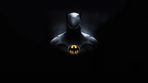 Batman in Dark Cowl with Glowing Emblem Against Black Background, Batman Michael Keaton 1440P Resolution , Superheroes , , and Background, Retro Batman HD wallpaper