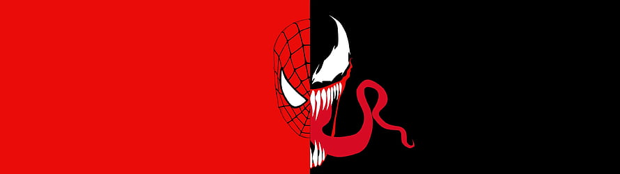 Spider-Man and Venom Split Face Minimalist Comic Art Wallpaper HD wallpaper