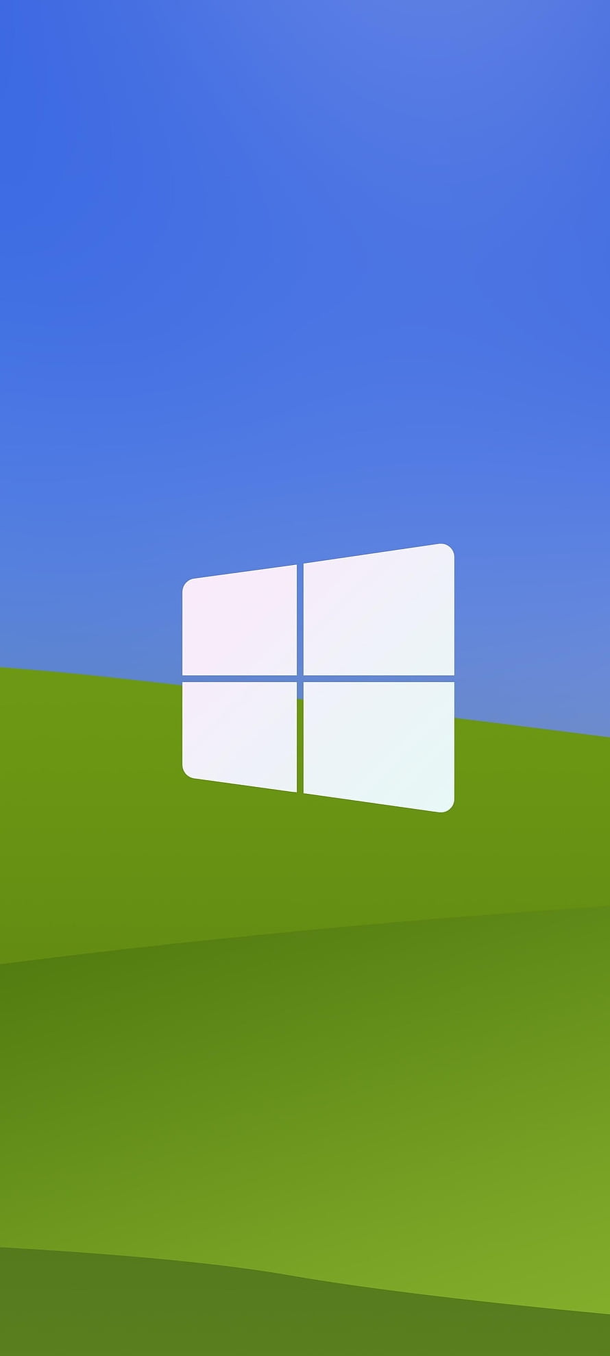 Windows XP Logo on Minimalist Green and Blue Landscape Background HD phone wallpaper