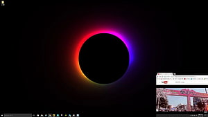 Vibrant Rainbow Ring Glow on Black Background Desktop Wallpaper HD wallpaper