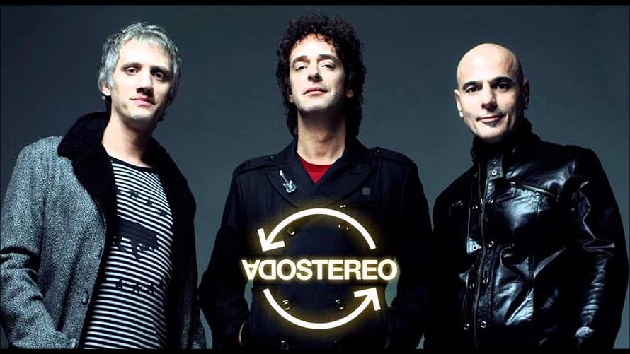 Soda Stereo Band Members Studio Portrait with Logo HD wallpaper
