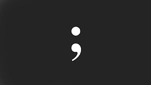 Minimalist White Semicolon Punctuation Mark on Dark Charcoal Background HD wallpaper