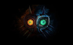 Majora's Mask Artwork with Glowing Eyes and Dark Fantasy Style HD wallpaper