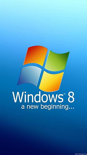 Windows 8 Official Logo on Blue Gradient Background HD phone wallpaper