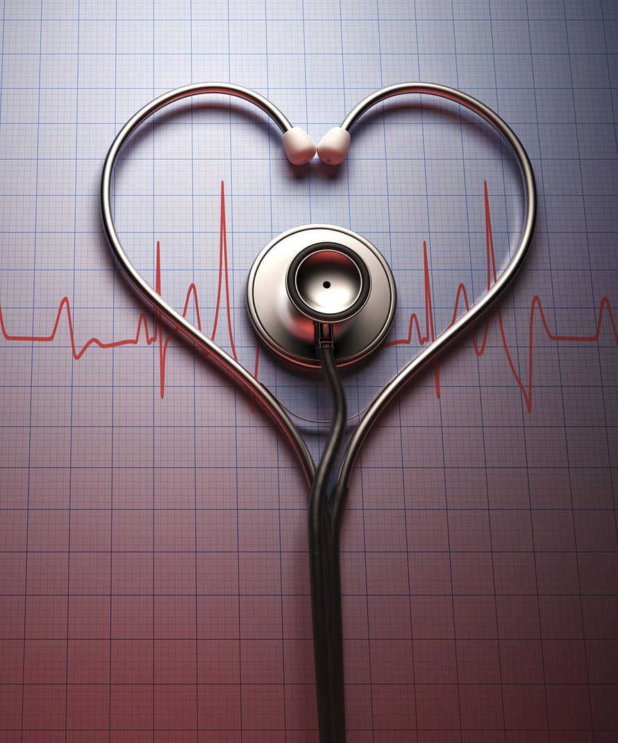 Stethoscope Formed Into Heart Shape Over ECG Grid Medical Concept HD phone wallpaper