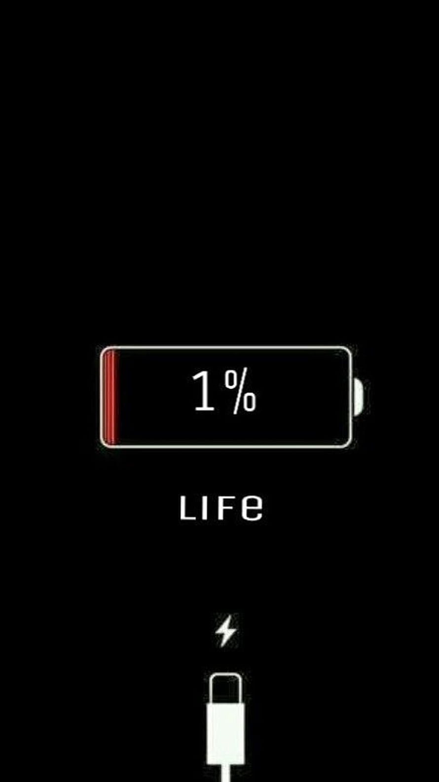 Minimalist Low Battery Life Concept with Charging Icon on Black Background HD phone wallpaper