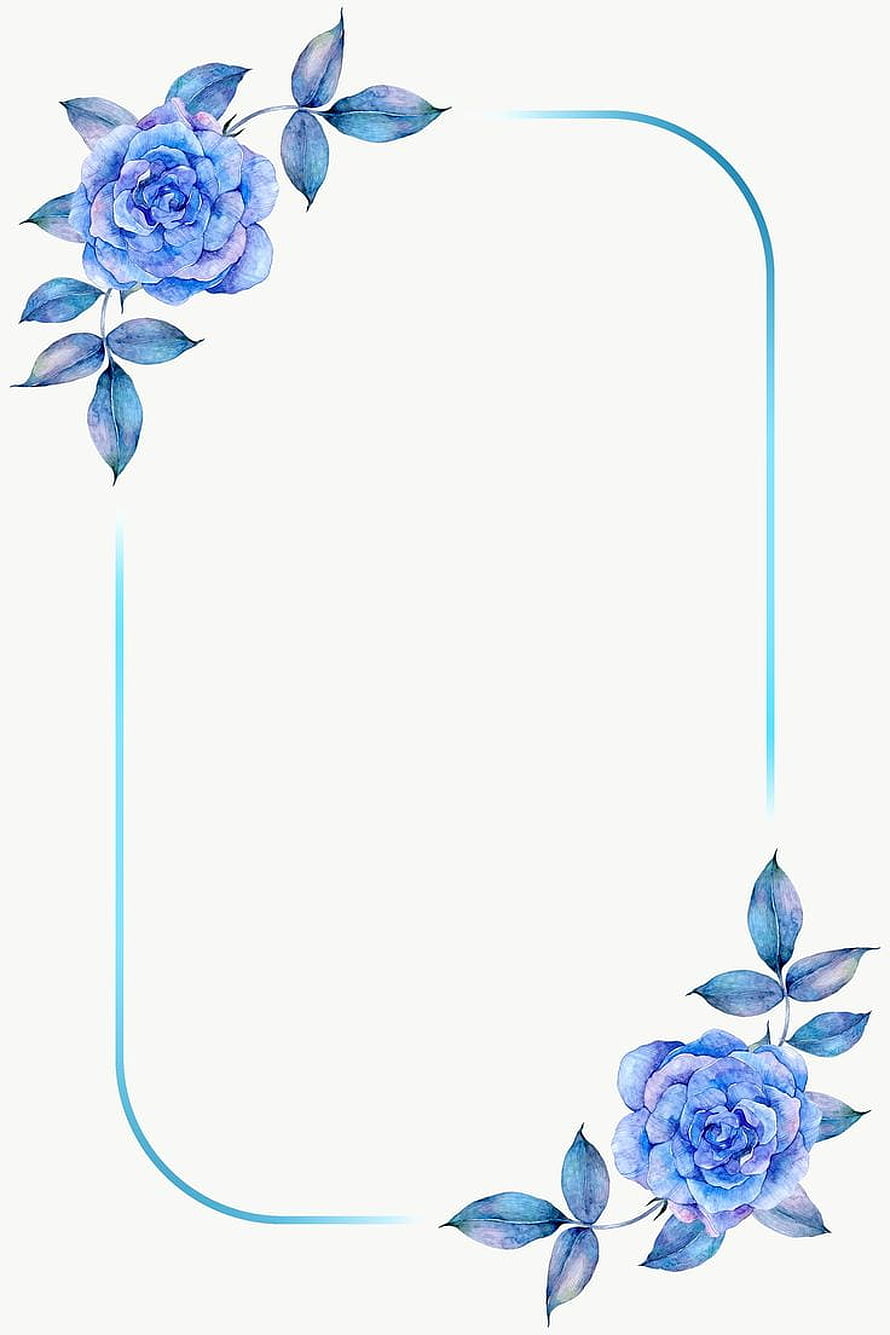 Elegant Blue Watercolor Rose Floral Frame with Minimalist Border Design HD phone wallpaper
