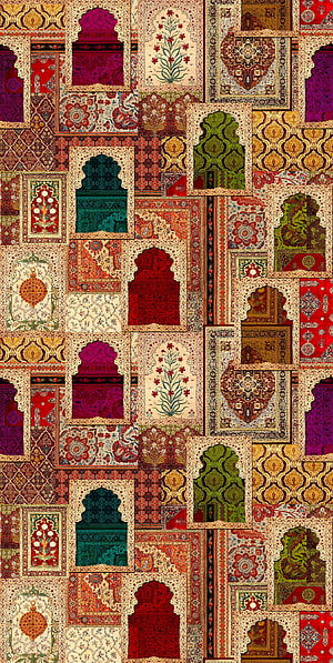 Intricate Mughal Architecture Pattern with Floral Motifs and Ornate Arches HD phone wallpaper