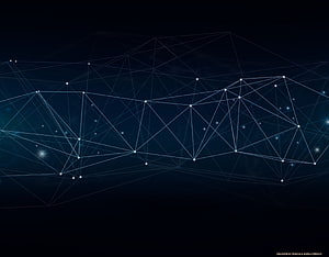 Abstract Digital Constellation Network on Deep Blue Background HD wallpaper