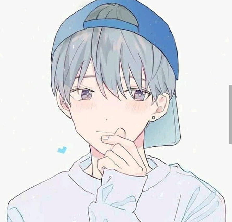 Soft Anime Boy With Blue Cap And Silver Hair In Pastel Illustration HD wallpaper