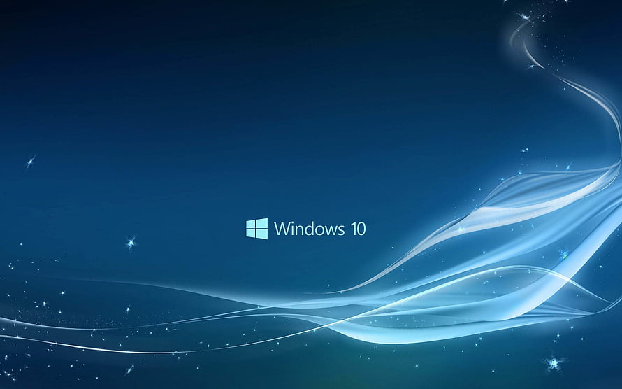 Windows 10 Default Blue Abstract Wave Wallpaper with Glowing Light Trails HD wallpaper