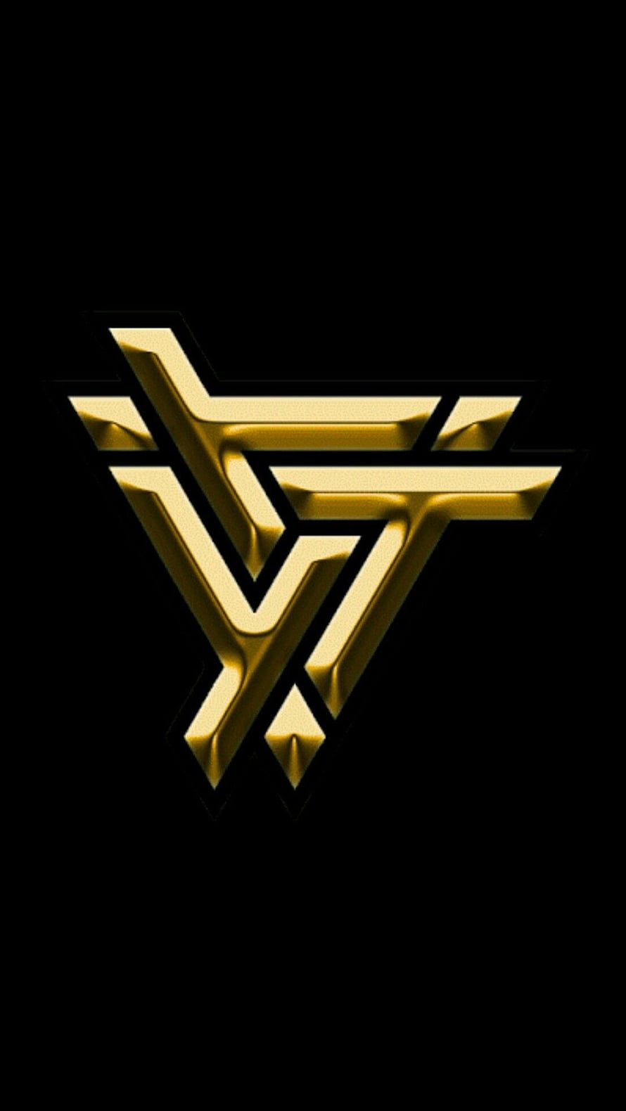 Gold Tau Gamma Triskelion Emblem on Black Background HD phone wallpaper