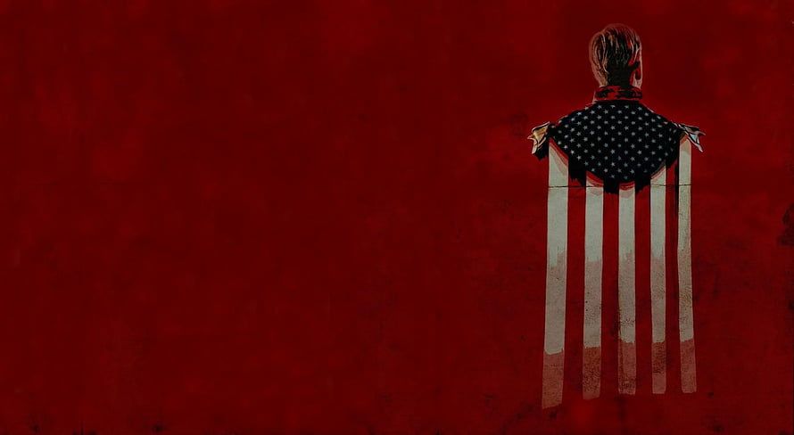 Homelander from The Boys in American Flag Cape Against Red Background HD wallpaper