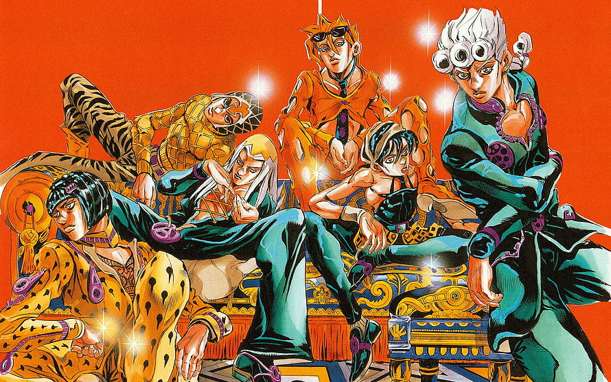 JoJo's Bizarre Adventure Golden Wind Character Group Illustration HD wallpaper