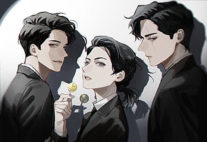 Kim Dokja Anime Illustration with Two Male Characters in Formal Attire HD wallpaper
