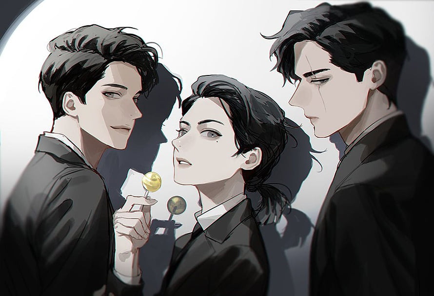 Kim Dokja Anime Illustration with Two Male Characters in Formal Attire HD wallpaper