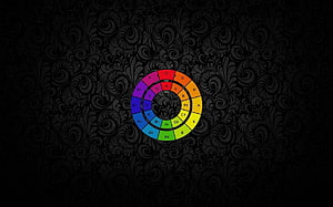 Colorful Circle of Fifths Music Theory Chart on Dark Ornate Floral Background HD wallpaper