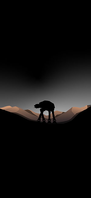 Star Wars AT-AT Walker Silhouette on Desert Dunes Minimalist AMOLED Wallpaper HD phone wallpaper