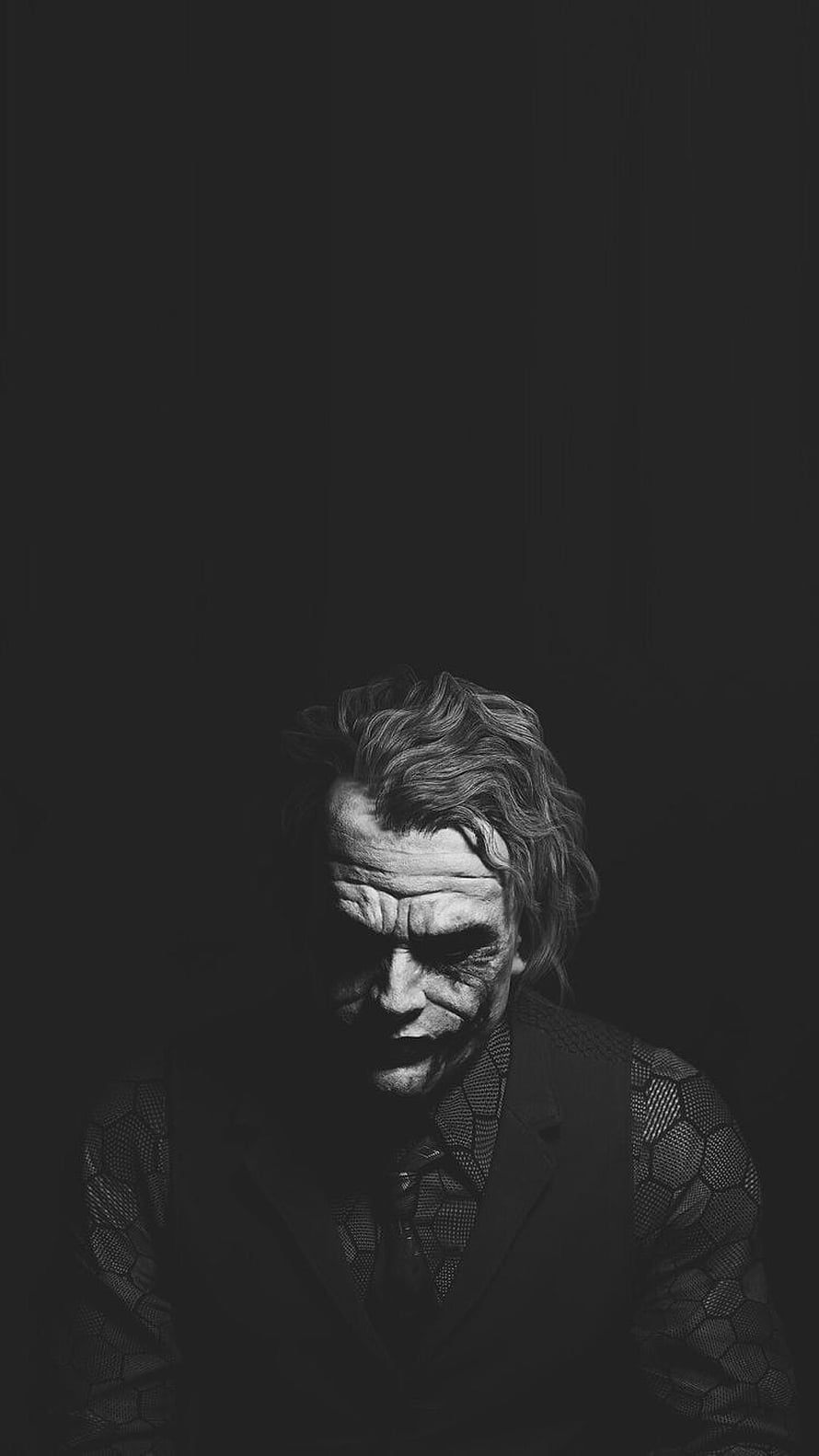 Joker Character Portrait in Dramatic Black and White Cinematic Style HD phone wallpaper