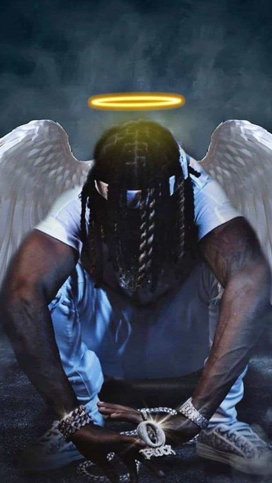 King Von Memorial Angel Wings and Halo Tribute Artwork HD phone wallpaper