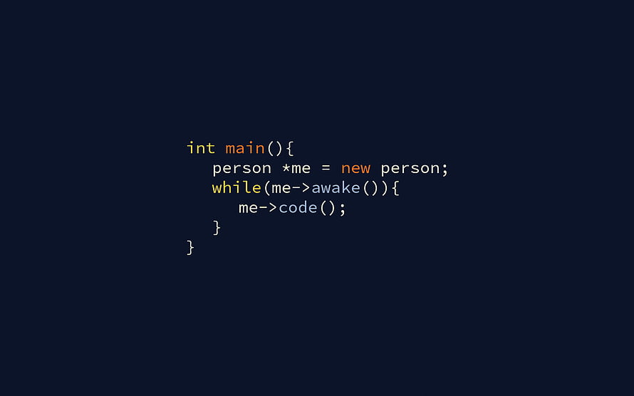 Minimalist C++ Code Snippet on Dark Navy Background HD wallpaper
