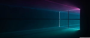 Windows 10 Dark Ultra Minimalist Neon Window Logo on Deep Blue Background HD wallpaper
