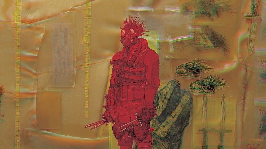 Dorohedoro Caiman Character Concept Art with Spiked Mask and Tactical Gear HD wallpaper