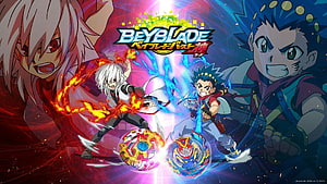 Beyblade Burst God Anime Key Visual Featuring Rival Bladers and Spinning Tops HD wallpaper