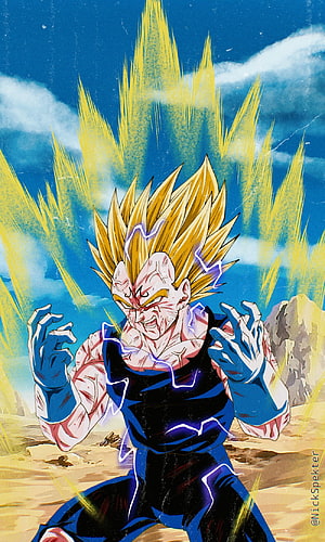 Super Saiyan Vegeta Powering Up in Dragon Ball Z Anime Artwork HD phone wallpaper
