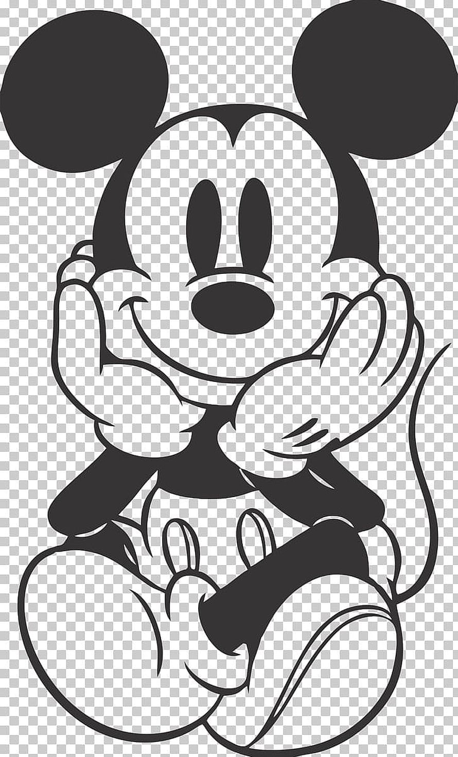 Mickey Mouse Black and White Line Art Sitting with Hands Raised HD phone wallpaper