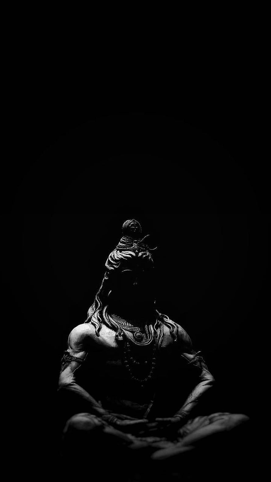 Adiyogi Lord Shiva Meditating in Dark Monochrome Sculpture HD phone wallpaper