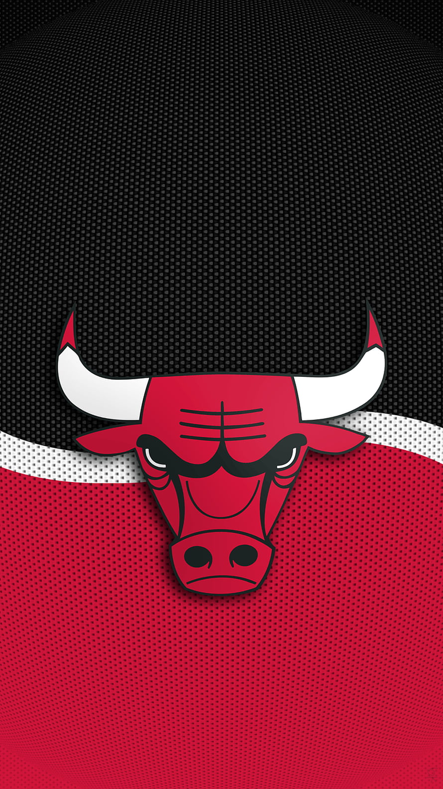 Chicago Bulls Red and Black Halftone Pattern with Centered Bull Head Logo HD phone wallpaper