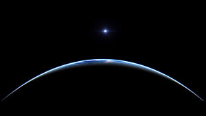 Earth Horizon From Space With Distant Star Against Black Sky HD wallpaper