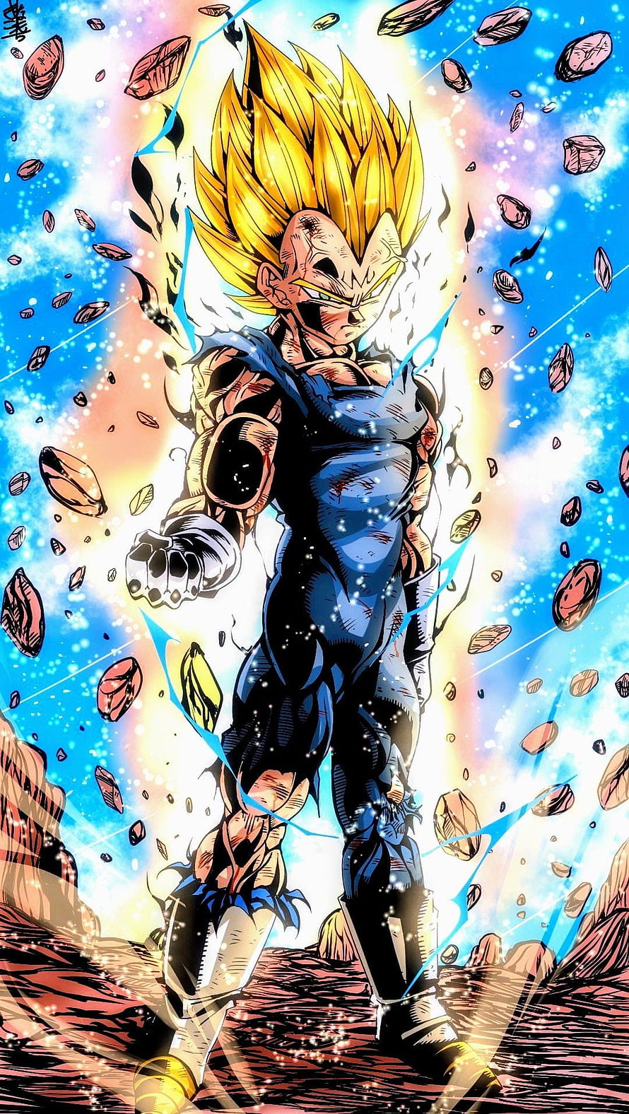 Majin Vegeta Super Saiyan Transformation in Dragon Ball Super Manga Artwork HD phone wallpaper