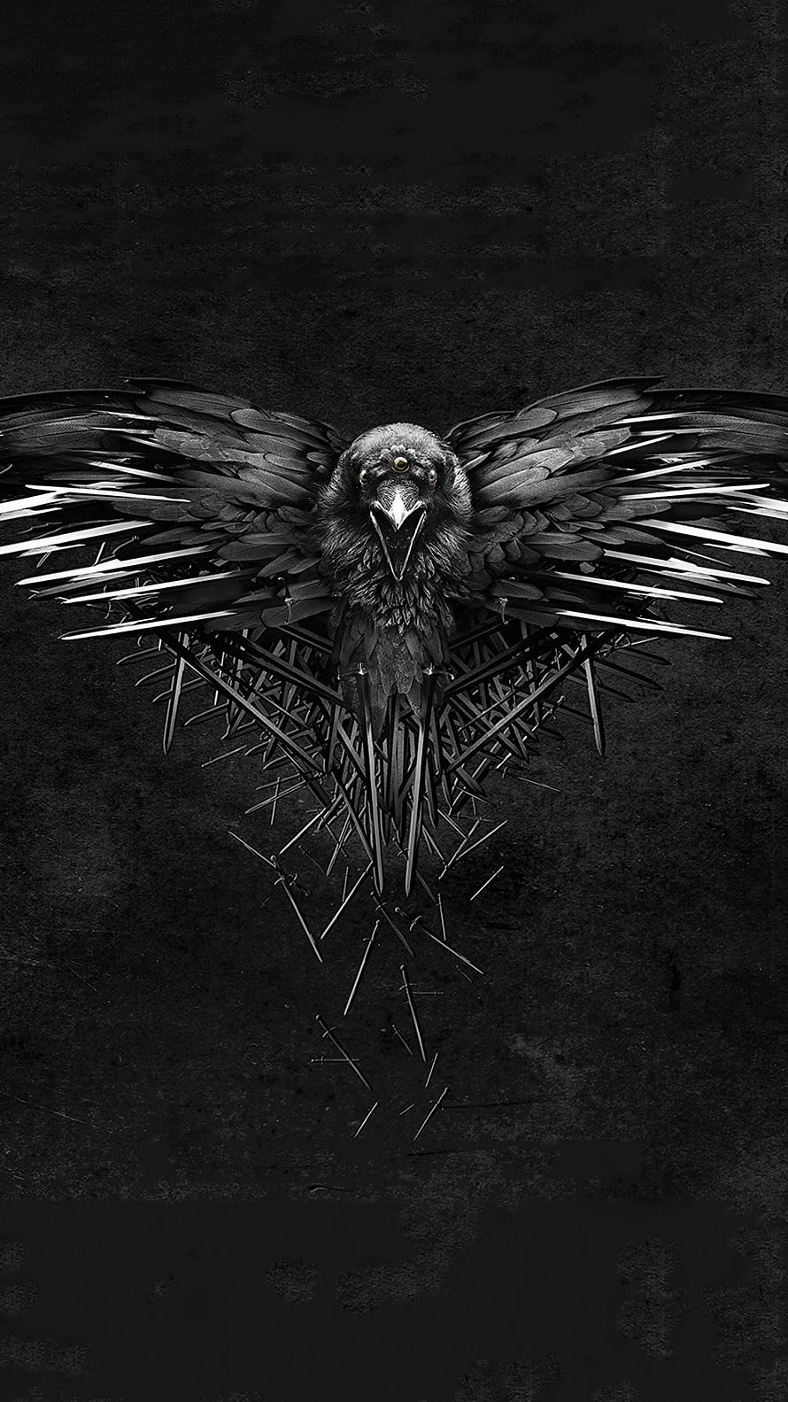 Game of Thrones Raven with Needle Wings on Dark Textured Background HD phone wallpaper