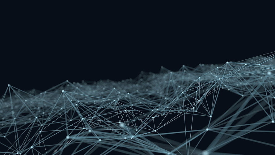 Abstract Neural Network Mesh with Glowing Nodes on Dark Background HD wallpaper