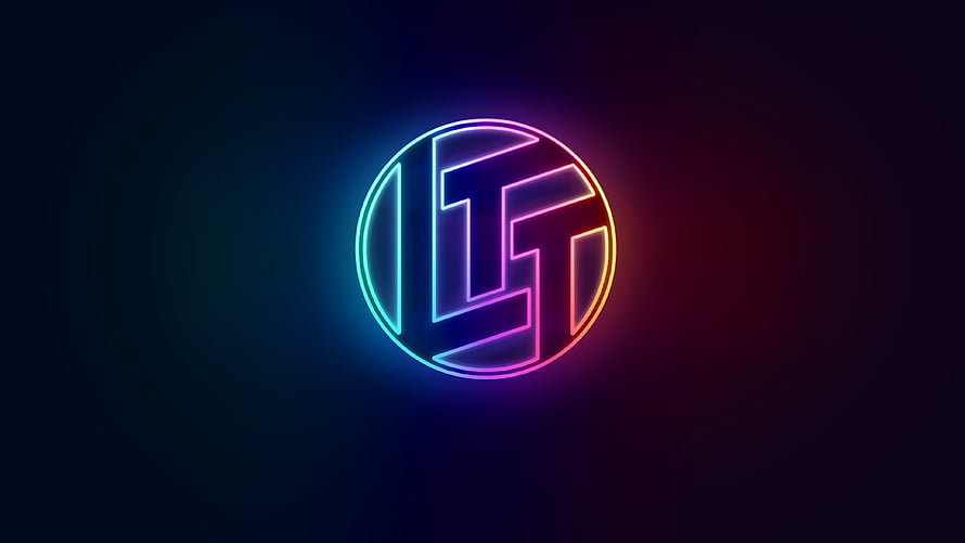 Linus Tech Tips Neon Logo with Rainbow Gradient Glow on Dark Background HD wallpaper
