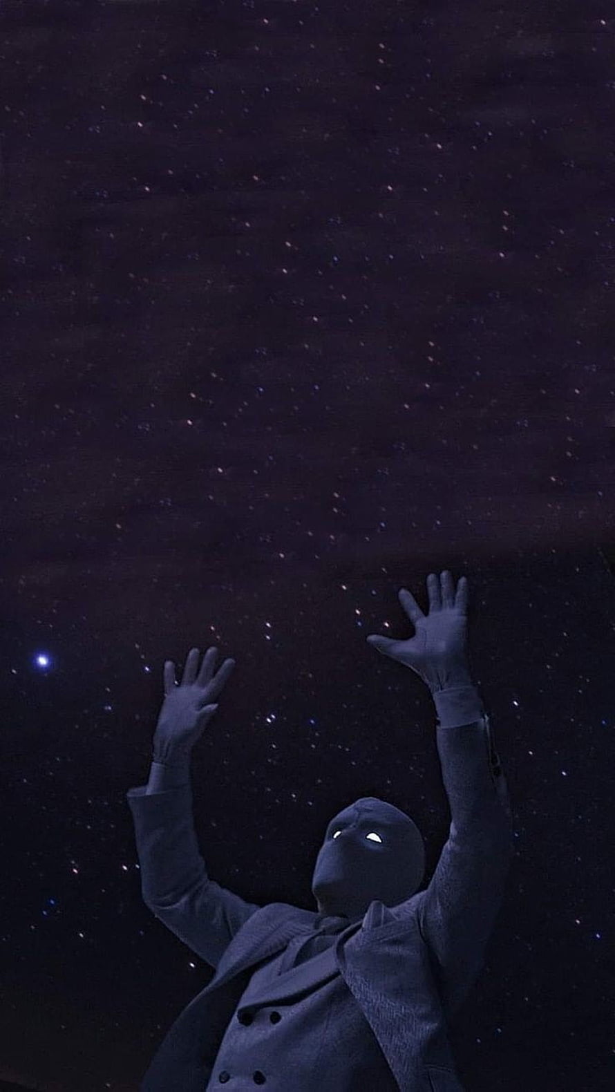 Moon Knight Reaching Toward the Starry Night Sky in a Dark Suit HD phone wallpaper