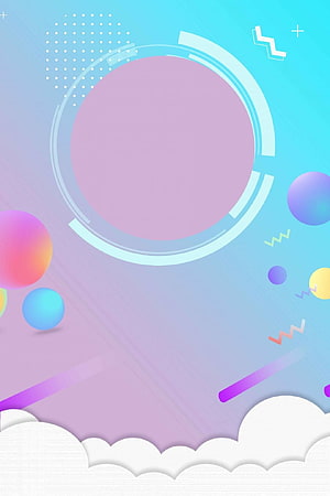 Pastel Geometric Abstract Background with Floating Spheres and Clouds HD phone wallpaper